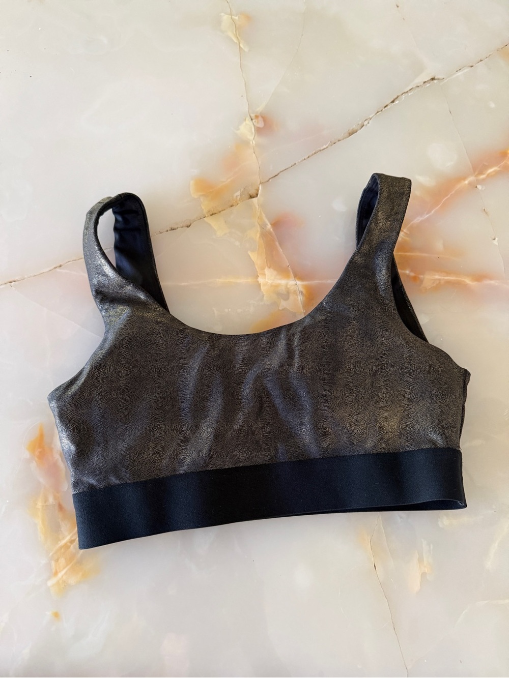 Heroine Sport Metallic Charcoal and Black Sports Bra